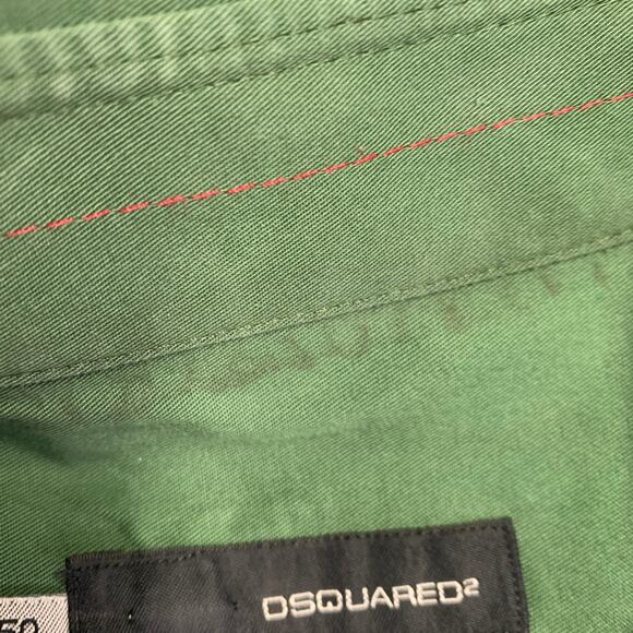 DSQUARED2 Size M Green Cotton Blend Spread Collar Long Sleeve Shirt - Picture 7 of 9